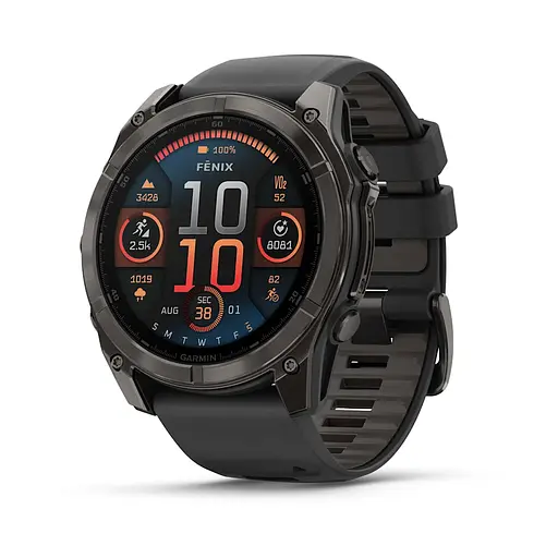 Смарт-часы Garmin Fenix ​​8 51 мм AMOLED Сапфир Черный/Карбоновый DLC Титан с силиконовым ремешком QuickFit 26 мм