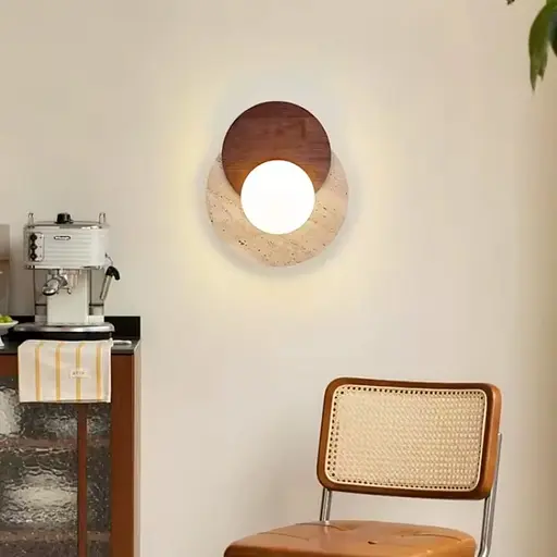 Бра з травертиновим корпусом 27х25 см Line F Арт. STW001-300 - фото 6