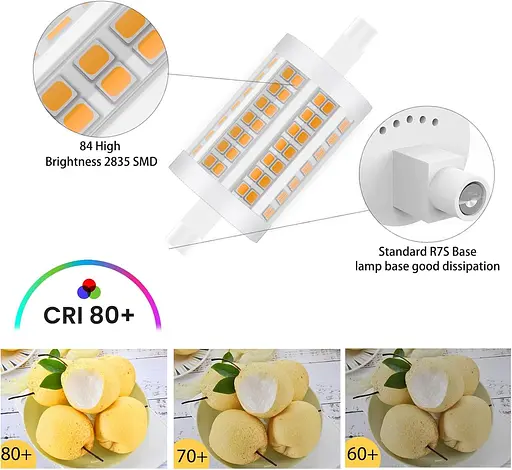 Светодиодные лампы DoRight 15W R7s 78 мм J78 Dimmable LED Flood Light J Type Double Base Linear Effect Warm White 3000K - фото 4