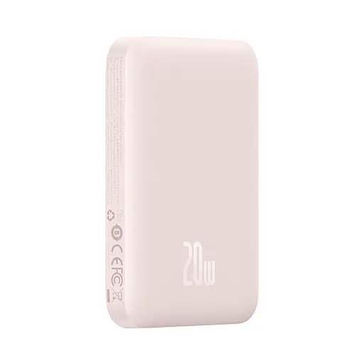 Магнітний портативний павербанк з бездротовою зарядкою Baseus Magnetic 20 W 6000 mAh для iPhone рожевий - фото 2