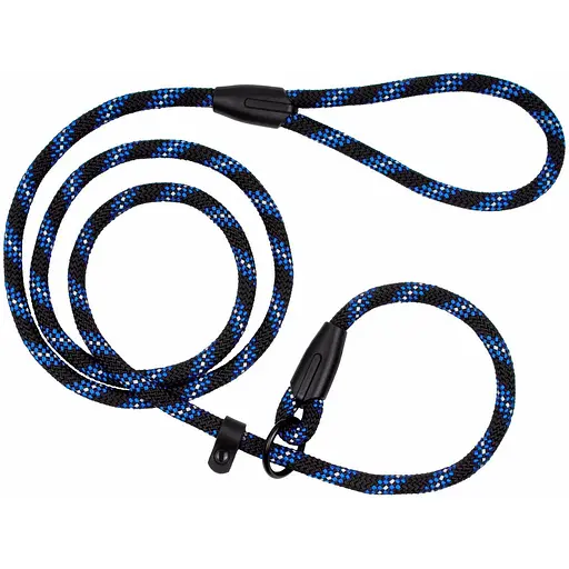 Поводок-удавка для собак Barksi Active (длина 183 см диаметр 12 мм) черно-голубой - фото 1