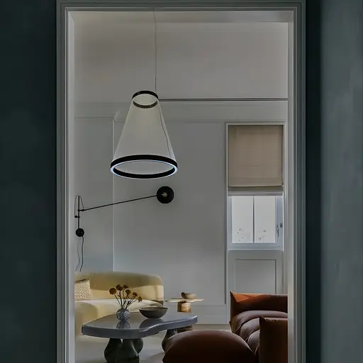 Мінімалістичний світильник у чорному корпусі 55х73 см | Арт. NFL 004-550*710 BK+WT | Line F - фото 7