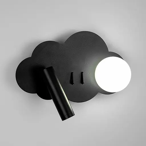 Ліве бра Line F Хмаринка у чорному корпусі 24х17 см Арт. WJ031/2 BK Left  - фото 5