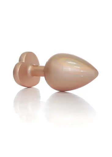 Анальна пробка з кристалом Jewellery Pearl Gold Heart Plug M 8 см (прозорий) - фото 4