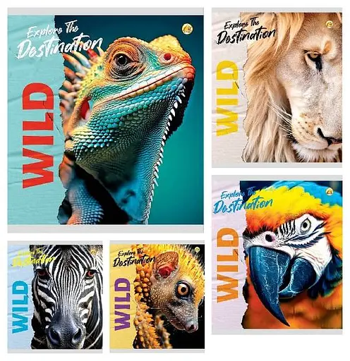 Зошити учнівські 36 аркушів клітинка Тверда ТЕ41408 Дика природа, 20 шт. в упаковці