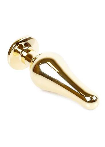 Металева анальна пробка з кристалом Boss Jewellery Gold Butt Plug Light 9.5 см (блакитний) - фото 4