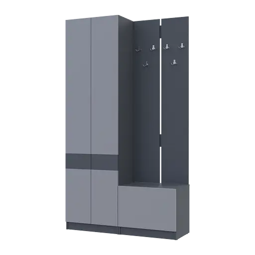 Прихожая Сола 1+3 Doros Графит/Серий ДСП 120х40х215 (42005152)