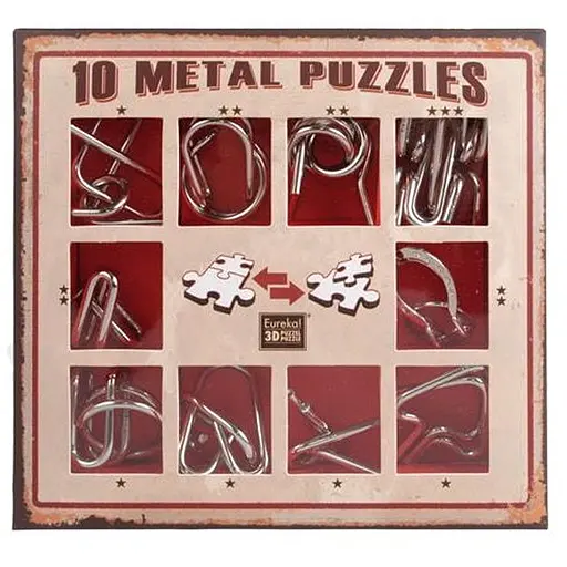 Набір головоломок Eureka Metal Puzzles червоний 10 шт. (473358) - фото 1