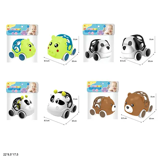 Брязкальце Oball Машинки для малюків 2856-1/2/4/5, на коліщатках, тваринки, 22x8.5x17 см (В асортименті) - фото 2