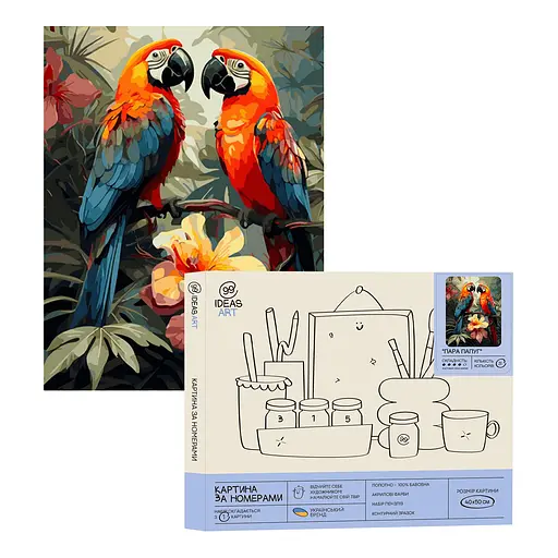 Набор для росписи "Пара попугаев" 40*50 см, IDEA2-GX47439, ТМ "99IDEAS"