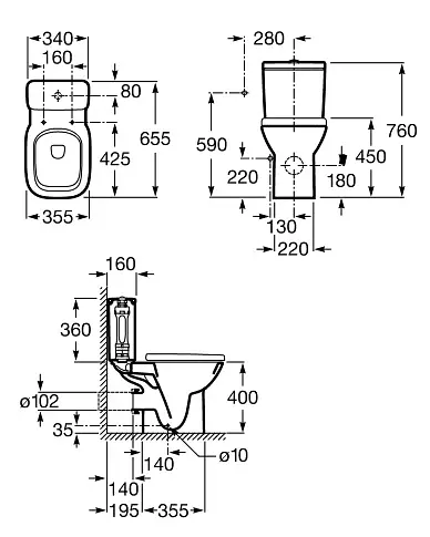 Унитаз-компакт Roca Debba A34P998000 с сидением Soft Close, Белый - фото 2