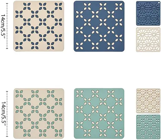 Силіконова підставка під гаряче килимок для чашки банки з декоративним рельєфним візерунком 14 × 14 × 0,5 см, Kitchen Master 87629 - фото 10