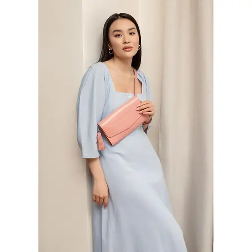 Шкіряна жіноча сумка Еліс рожева - фото 9