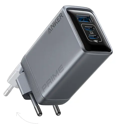 Сетевое зарядное устройство Anker GaNPrime Charger - 100W 2xUSB-C PD & 1xUSB-A Foldable Silver (7089458) - фото 1