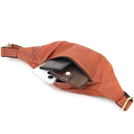 Практична сумка-бананка для чоловіків із натуральної вінтажної шкіри SHVIGEL 34х12х4 см sum0027477 - фото 7