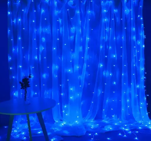 Гірлянда штора Водоспад 240-B велика лампа 3D led blue 3х2м (силіконовий провід з подовженням) - фото 10