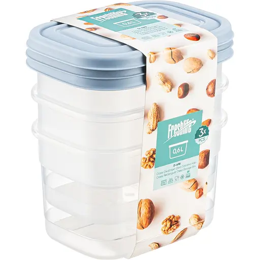 Контейнер для зберігання продуктів Freshlife прямокутний 3 шт. х 0.6 л (D - 498)