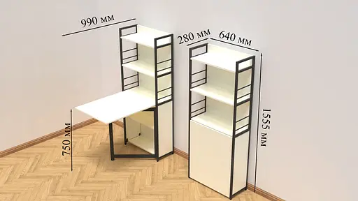 Стол книга с этажеркой Практик 2 Ferrum-decor 1555x640x990 Черный металл ДСП Белое 16 мм (FRD-104625) - фото 2