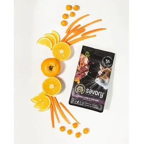 Сухой корм Savory для стерилизованных кошек со свежим ягненком и курицей 2 кг - фото 6