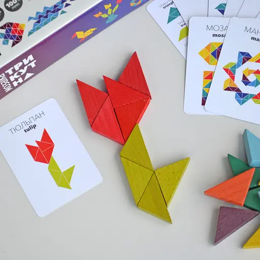 Дерев'яна гра "Трикутна мозаїка" Kupik 900194, 64 деталі - фото 6