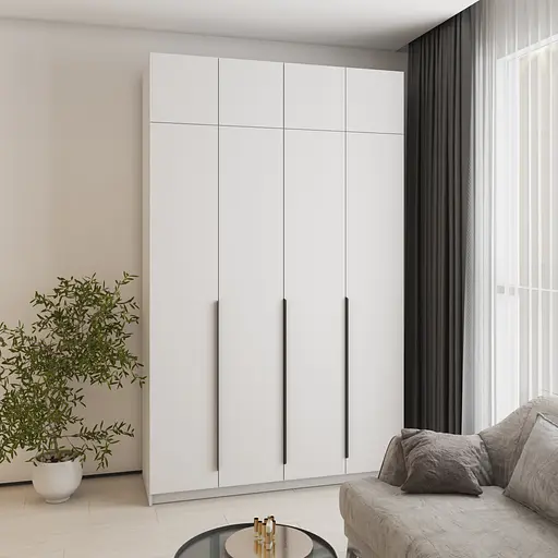 Шафа 4-дверна з антресоллю MebelStar Оскар ДСП BL-B, додаткова штанга 160x52x260 см Аляска білий (MBS-5002) - фото 1