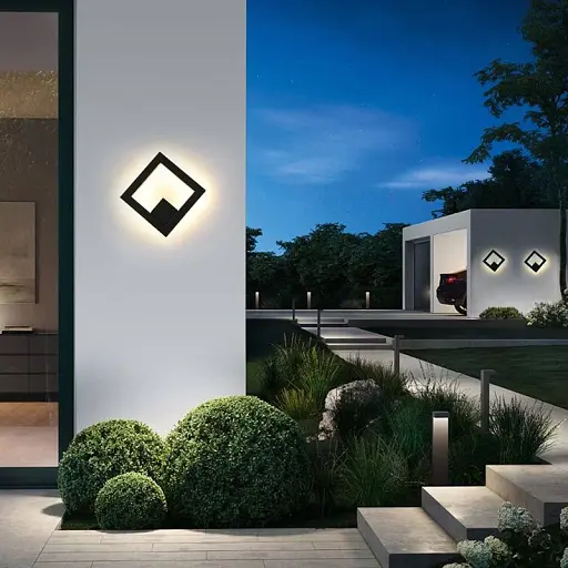 Фасадний чорний світильник у формі ромба | Line F | Арт. 9009 - фото 4