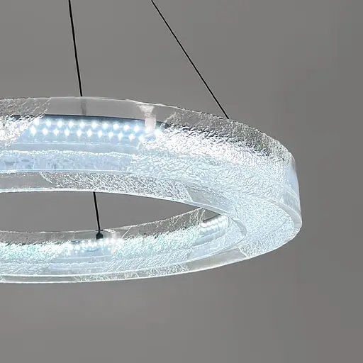 Люстра з підвісним корпусом з прозорого рельєфного акрилу Ø 60 см | Line F | Арт. MJ372-600 BK - фото 5