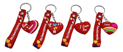 Брелок силиконовый с хлястиком Сердце-Love 4.5 см (в ассортименте) - фото 2