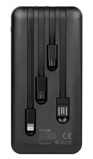 Портативний зовнішній акумулятор Power Bank Powerway TX108 10000mAh (Чорний) - фото 2