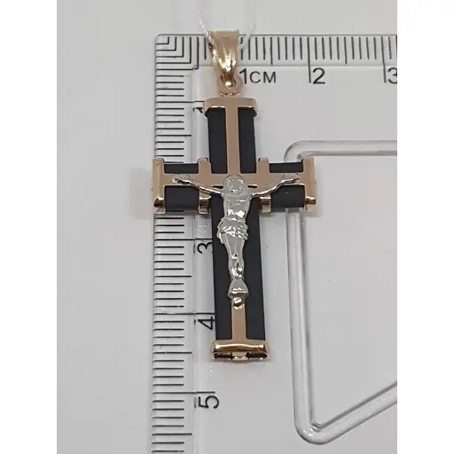 Золотой крестик Tango с каучуком. Распятие Христа. 940011 - фото 5