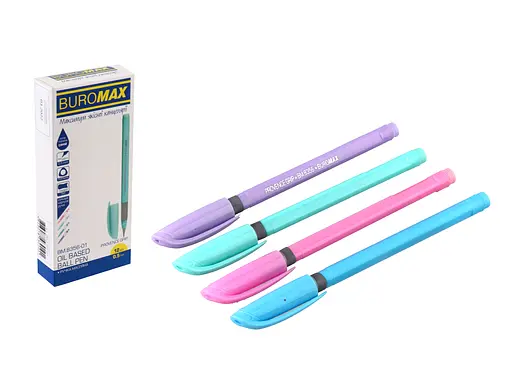 Ручка масляная, синяя, с резиновым грипом, 12 шт., BM.8356-01