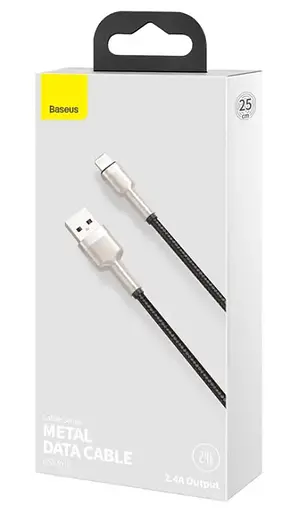 Кабель Baseus Cafule Series Metal Data Cable USB to Lightning 2.4A 0.25 м Черный - фото 2