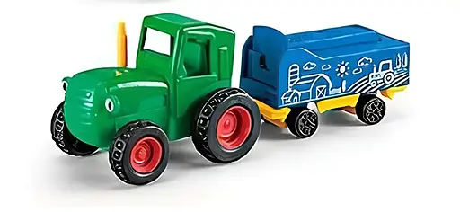 Детский игрушечный трактор с прицепом Синий трактор Зеленый/Синий - фото 1