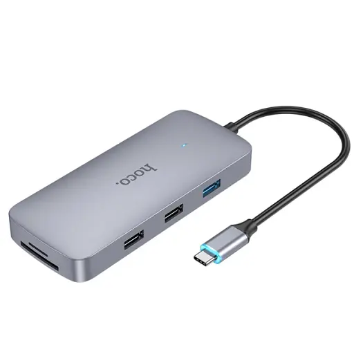 Перехідник Hoco Hub HB32 8 в 1 USB 3.0 + USB 2.0 x2 + Type-C + HDMI + RJ45 + SD - фото 5