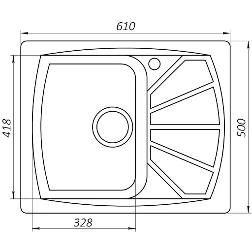 Гранитная мойка Globus Lux Tana жемчужный 650x500мм 000022416, Серый - фото 6