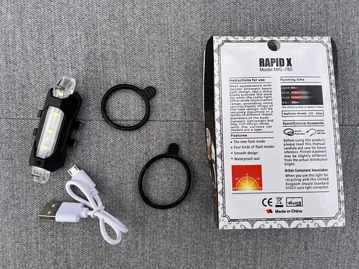 Велосипедная мигалка с белым светом Rapid X MKL-780 боковая вело фара габарит аккумуляторный Micro-USB - фото 10