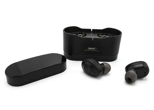 Бездротова Bluetooth стерео гарнітура Remax TWS-22 з кейсом Чорний - фото 7