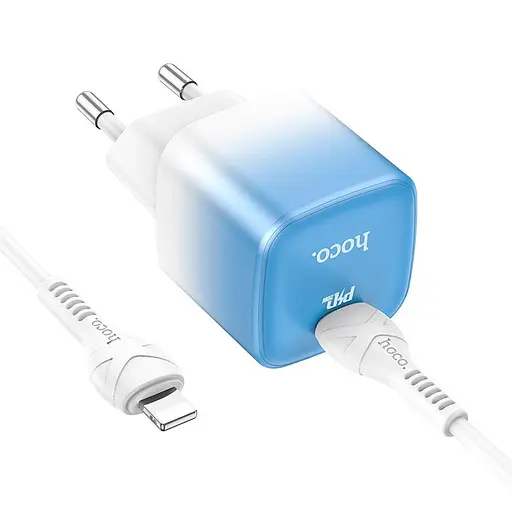 Адаптер сетевой HOCO Type-C to Lightning cable single port charge set C101A набор с кабелем - фото 8