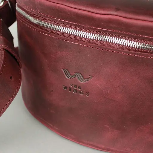 Шкіряна поясна сумка бордова вінтажна - фото 4