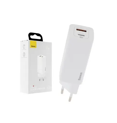 Блок зарядного адаптера Baseus GaN Lite 65 W 2 порта USB + Type-C (CCGAN2L-B02) белый - фото 4