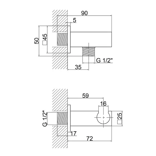 Подключение для шланга Qtap CRM BH130 с держателем для лейки, Хром - фото 2