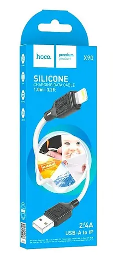 Кабель Hoco X90 Cool silicone charging data cable for Lightning Білий - фото 2