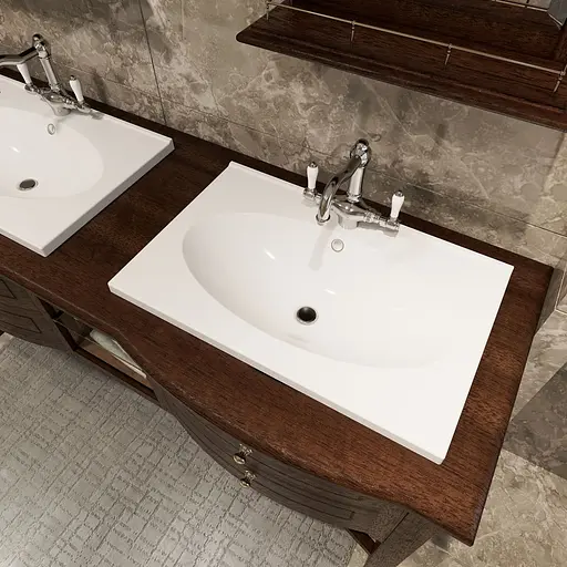 Раковина глянцева врізна Amidicon Venera 70 700x450 з литого каменю VENERA_70_HL, Білий - фото 7