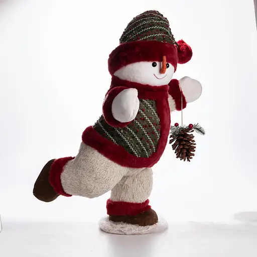 Новорічна фігурка Сніговик з шишкою 40×33×74 (см) новорічний декор Yiwu CR-4-13 - фото 6