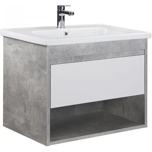 Тумба Мойдодир Oslo 70 Loft з умивальником Id-70 бетон/Білий Сірий - фото 1