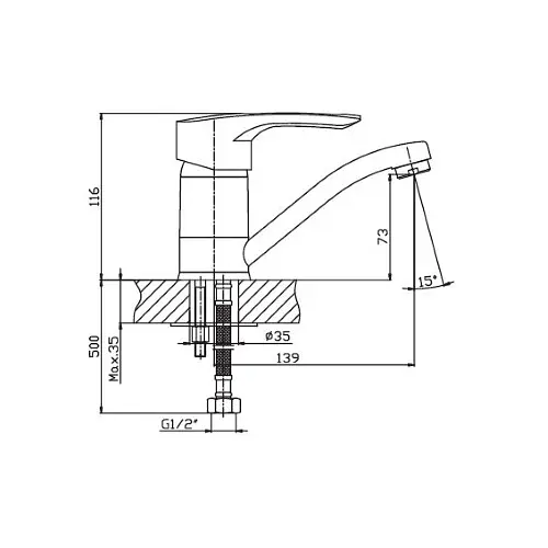 Змішувач для кухні Haiba HANSBERG 004 HB0186 - фото 2
