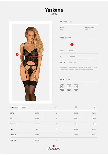 Боди Obsessive Yaskana M/L черный - фото 7