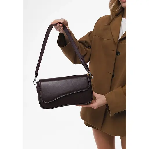 Женская кожаная сумка Nona бордовая краст - фото 1