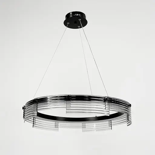 Люстра із підвісним чорним кільцем з графітовими пластинами Ø 60 см | Арт. MJ 231-600 BK | Line F - фото 8