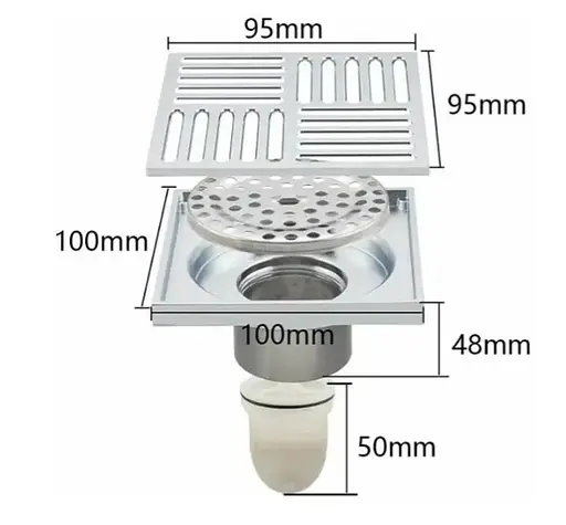 Душевой трап Gappo 100х100 мм, хром G81051 - фото 3